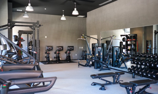 a gym with exercise equipment